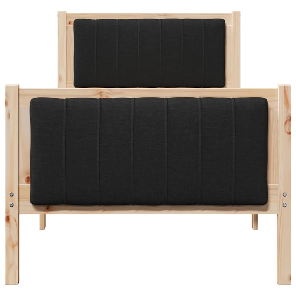 Bed frame Brown and black 75 x 190 cm Solid pine wood